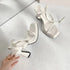 Luxury Square Toe Cross Strap Heels